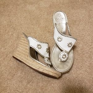 White/Platinum Marbella Espadrille Wedge Sandals